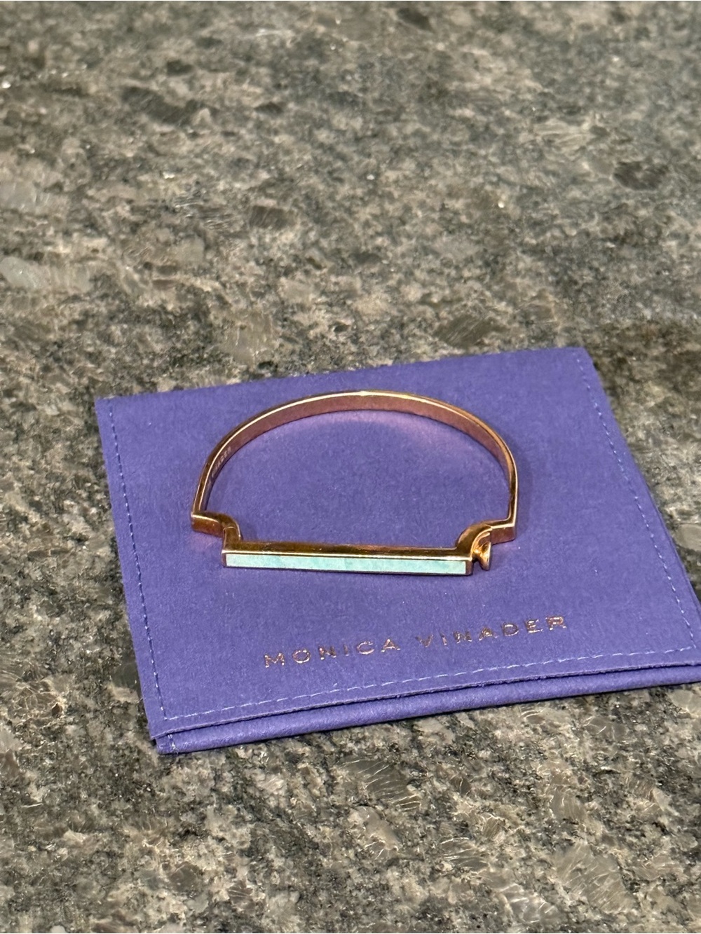 MONICA VINADER Rose Gold and Turquoise Arc Bangle Bracelet